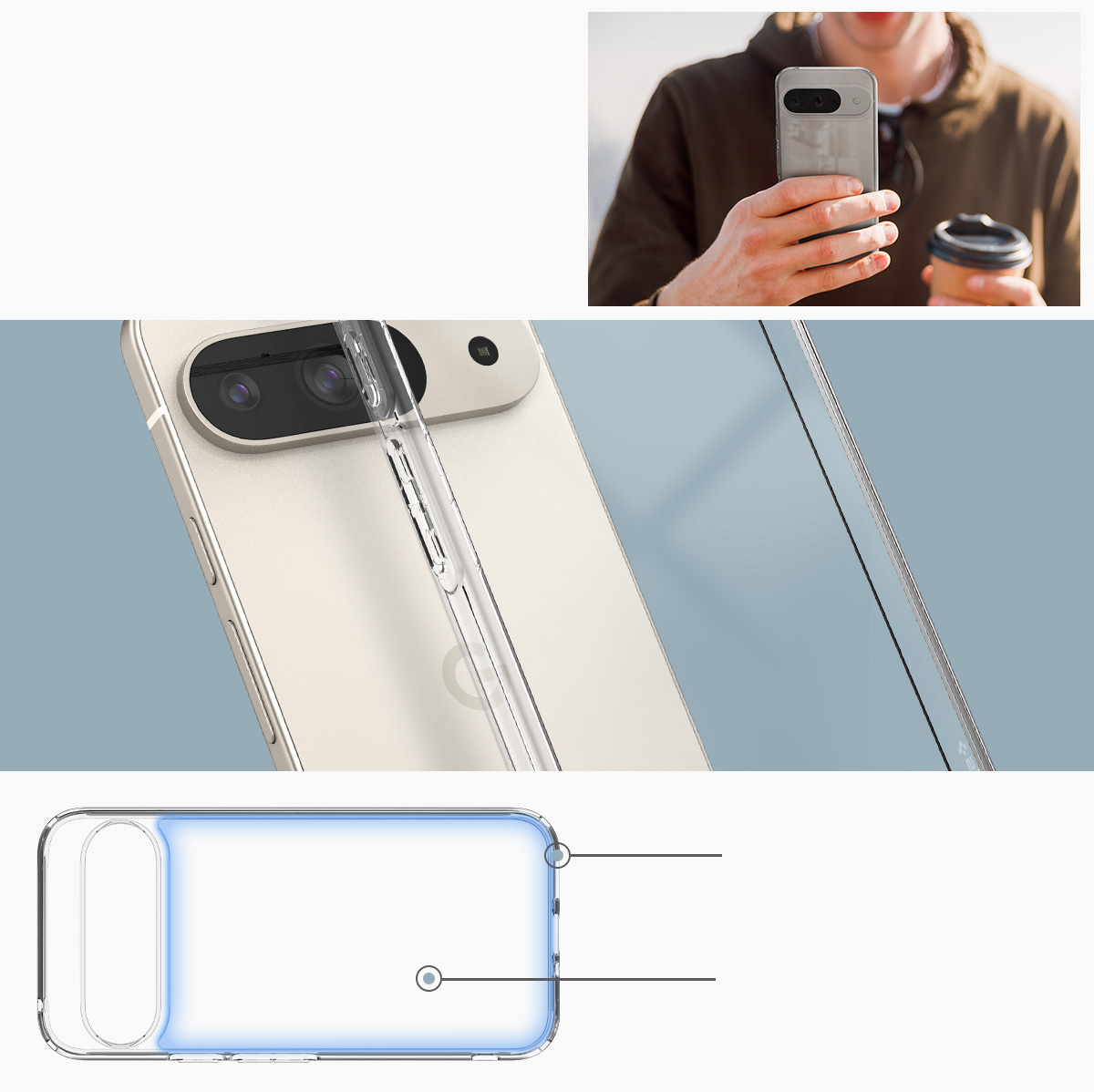 Etui Spigen Ultra Hybrid do Google Pixel 9 / 9 Pro, przezroczyste